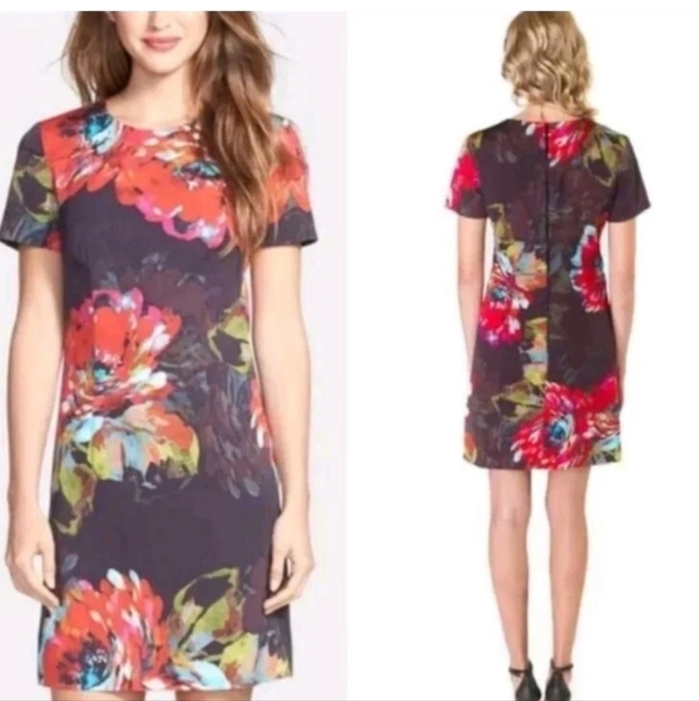 Trina Turk Natasha Floral Dress 6 Women Kneel Length Pencil Lined Boho Coastal